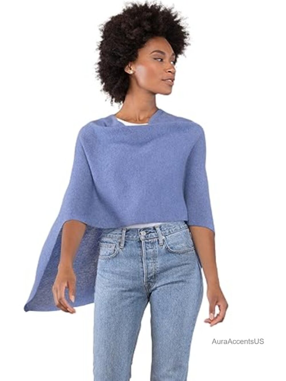 100% Cashmere Poncho Wrap Dress Topper One Size